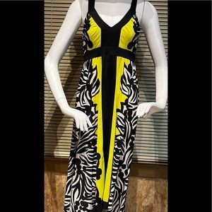 INC NEON LIME ZEBRA HANKERCHEIF SLEEVELESS FLOWY MAXI SMALL